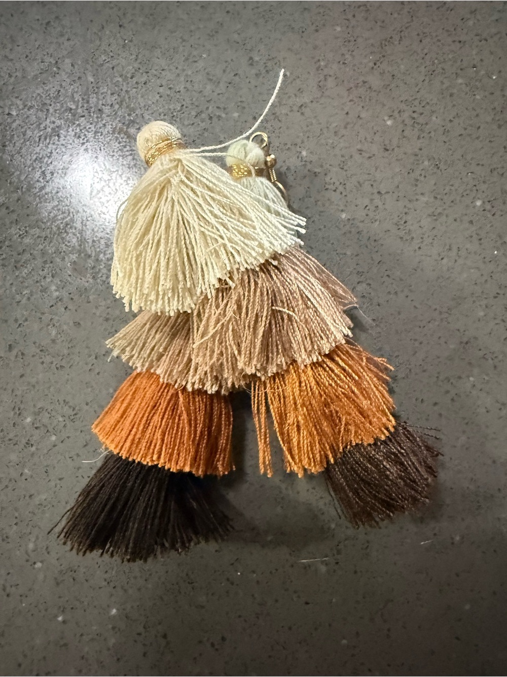 Neutral to Rust Layered Tassel Earrings- Cream, Beige, Rust, Chocolate - NWOT